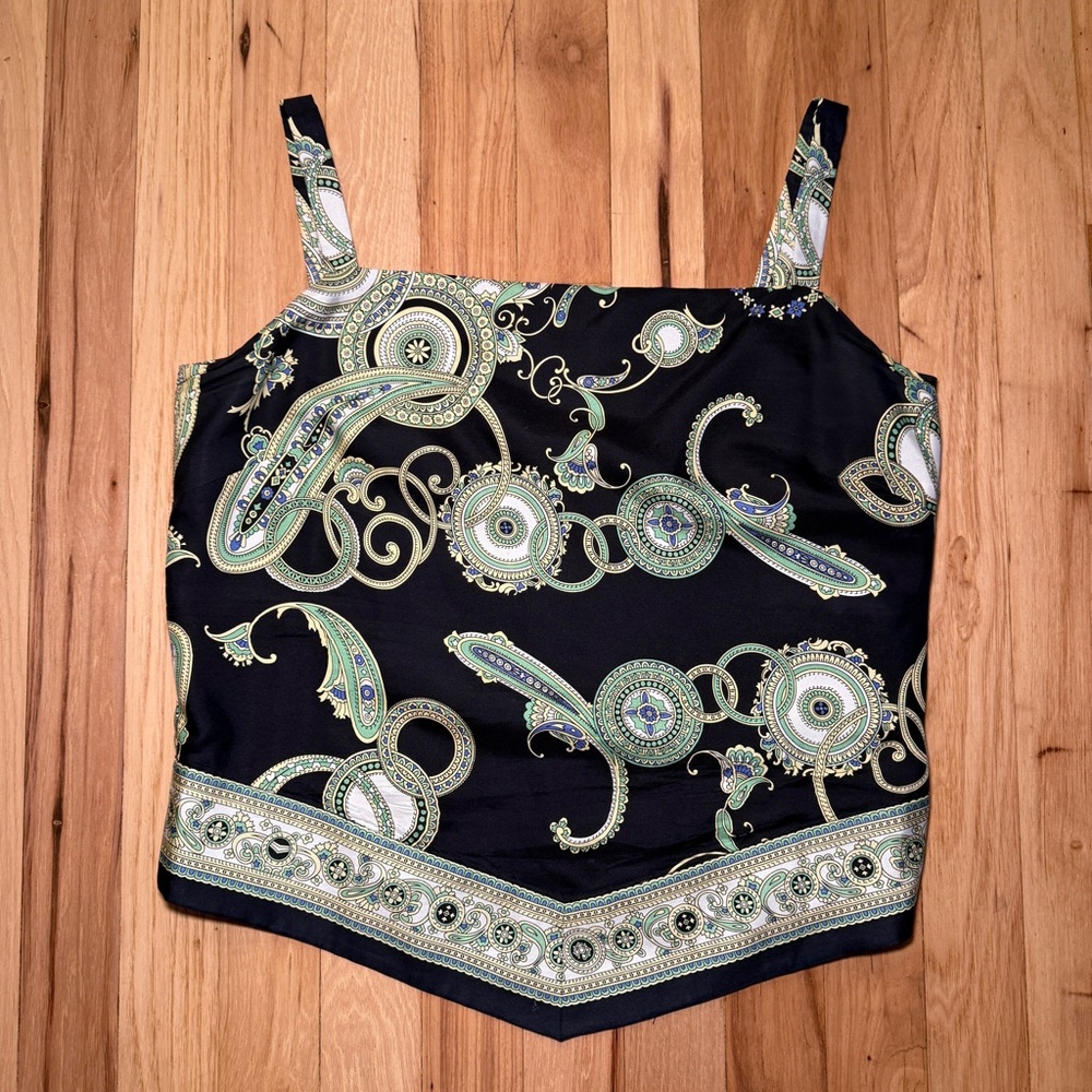 Vintage Doncaster 100% Silk Squareneck Crop Top